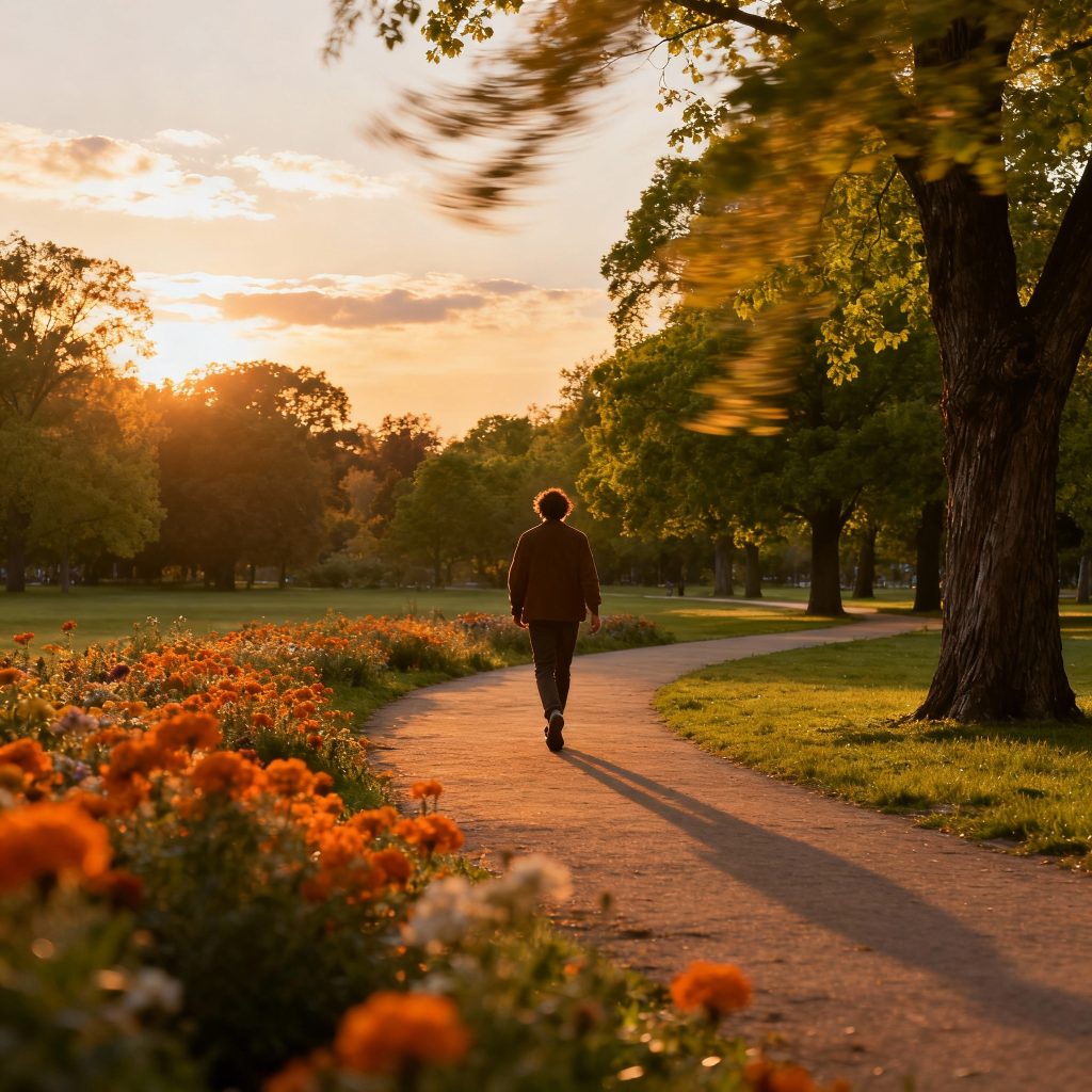 Peaceful sunrise over a tranquil landscape with golden light breaking through clouds, symbolizing hope and new beginnings in the journey to fight depression